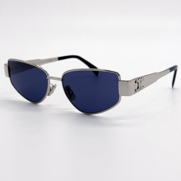 NEW CL40293U 16V CELINE SUNGLASSES SILVER BLUE WOMEN EYEWEAR - Picture 1 of 10